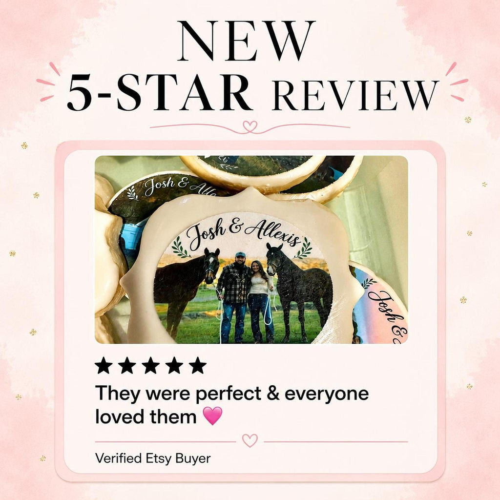 Personalized edible photo cupcake topper by SugarPrints featuring custom icing sheet with a printed photo design.