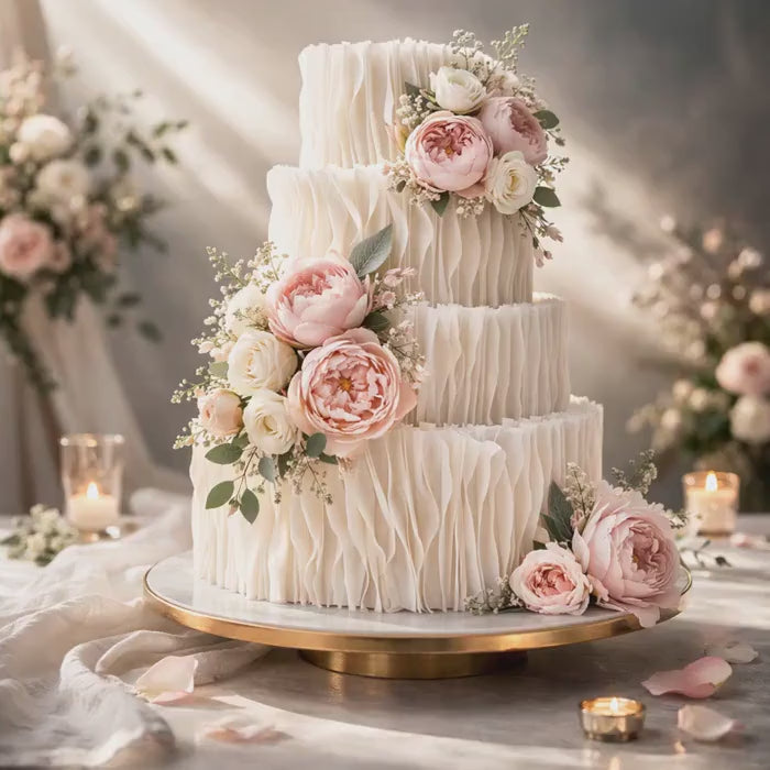 EDIBLE WAFER PAPER Ruffle Strips for Cake Decorating: Wedding Cake Texture, White Cake Decor Supplies