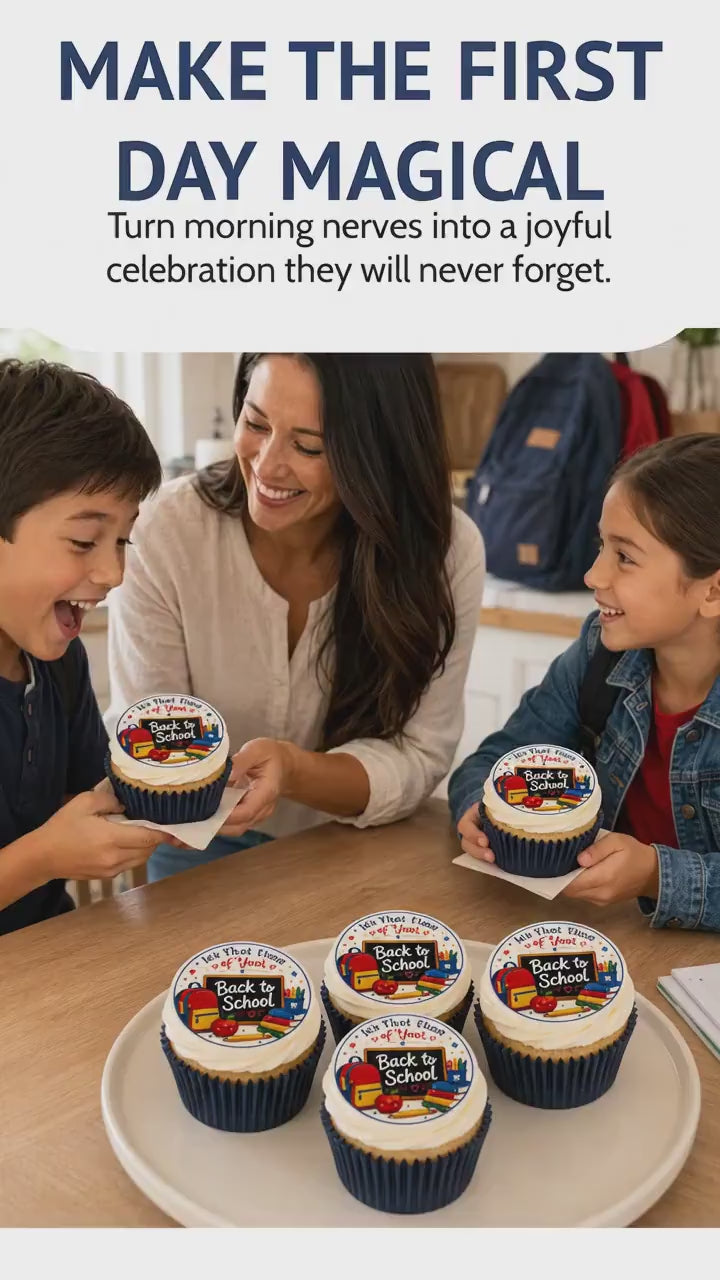 SCHOOL Cupcake Cookie Toppers: Edible Icing Sheets Personalized Dessert Decorations