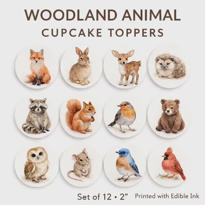 EDIBLE WOODLAND Animal CUPCAKE Toppers: Edible Forest Creatures for Baby Shower & Birthday Parties