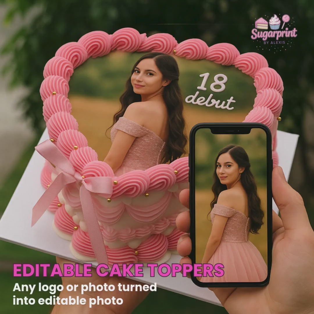 Custom HEART Cake Photo Topper: Edible Frosting Sheet For Weddings, BIRTHDAYS Anniversaries & Treats