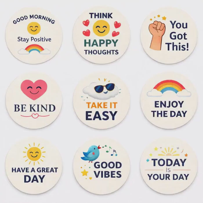 CUSTOM COFFEE Toppers EDIBLE Art: Positive Vibes Drink, Gluten Free, Set Of 12