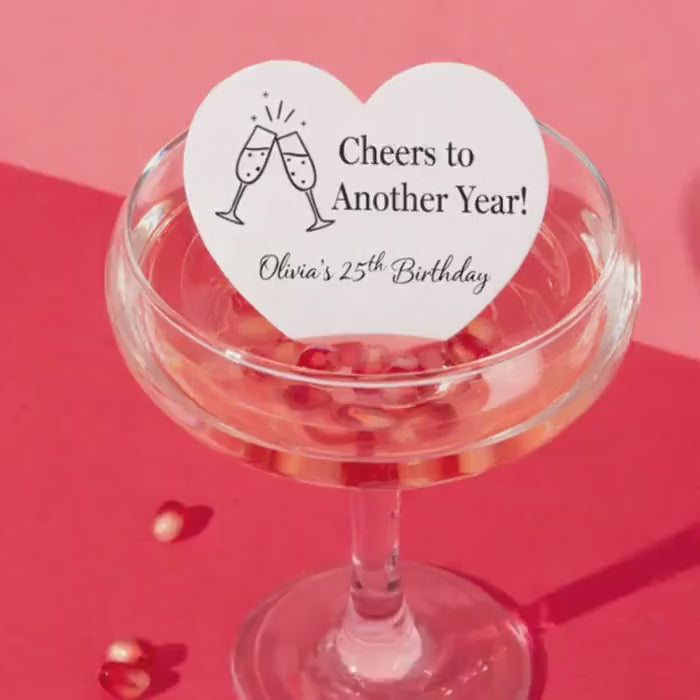 CUSTOM HEART DRINK Toppers: Edible Wafer Paper, Valentine Cocktail Garnish Wedding Anniversary Decor