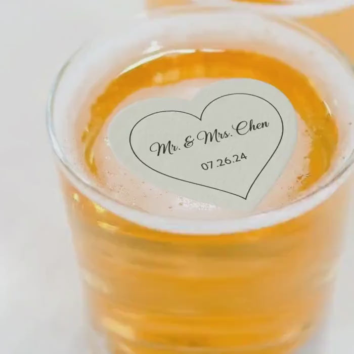 WEDDING HEART DRINK Toppers: Wafer Paper Circles, Floating Cocktail Signature Drink Decorations