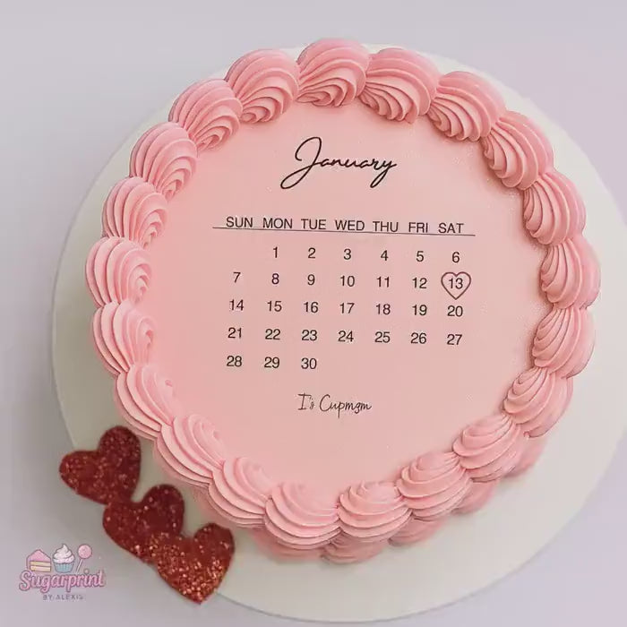 CUSTOM EDIBLE CALENDAR Cake Topper: Digital Download, Printable Burn Away Wafer Paper Birthday Cake Decor