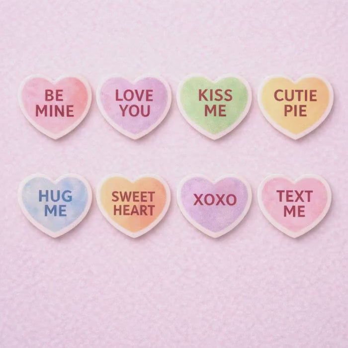 Happy Valentines Drink Toppers Candy Hearts Edible Wafer Paper Conversation Heart