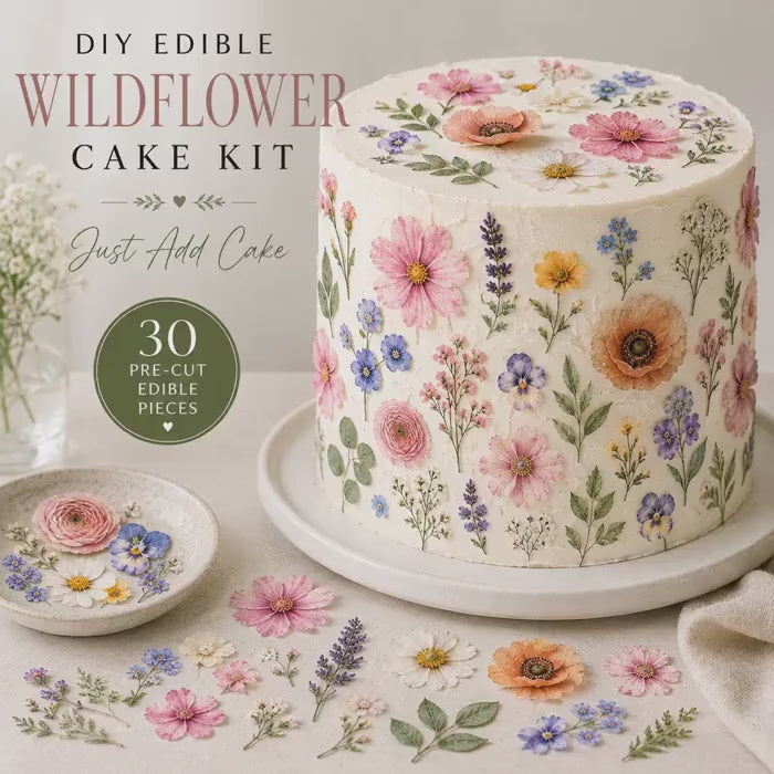 DIY Edible Wildflower CAKE Decorating KIT Pre-Cut  Floral Dessert Decorations