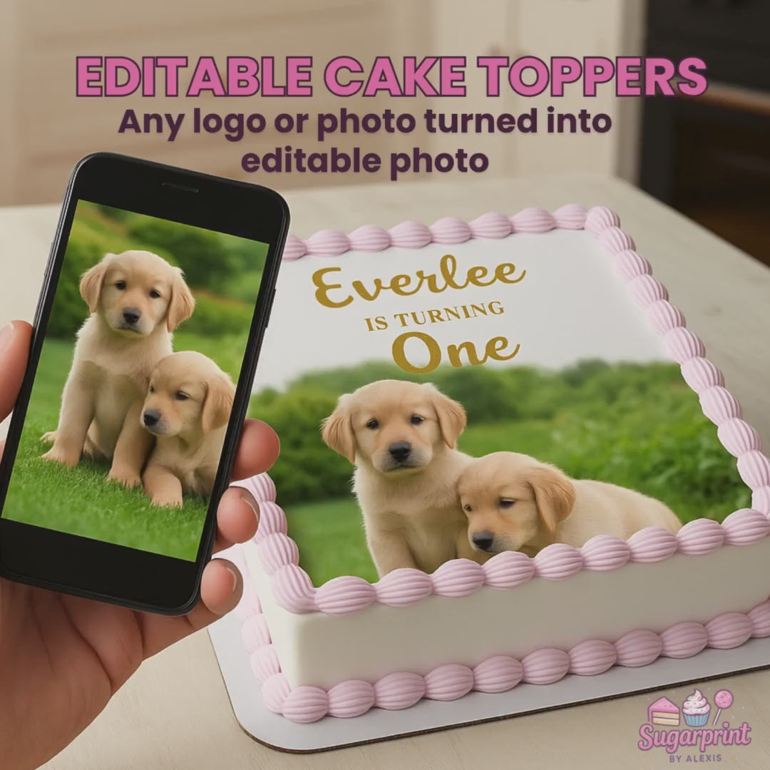 CUSTOM Pet Photo Cake Topper: Edible Frosting Sheet, PERSONALIZED Animal BIRTHDAY Cake Decoration