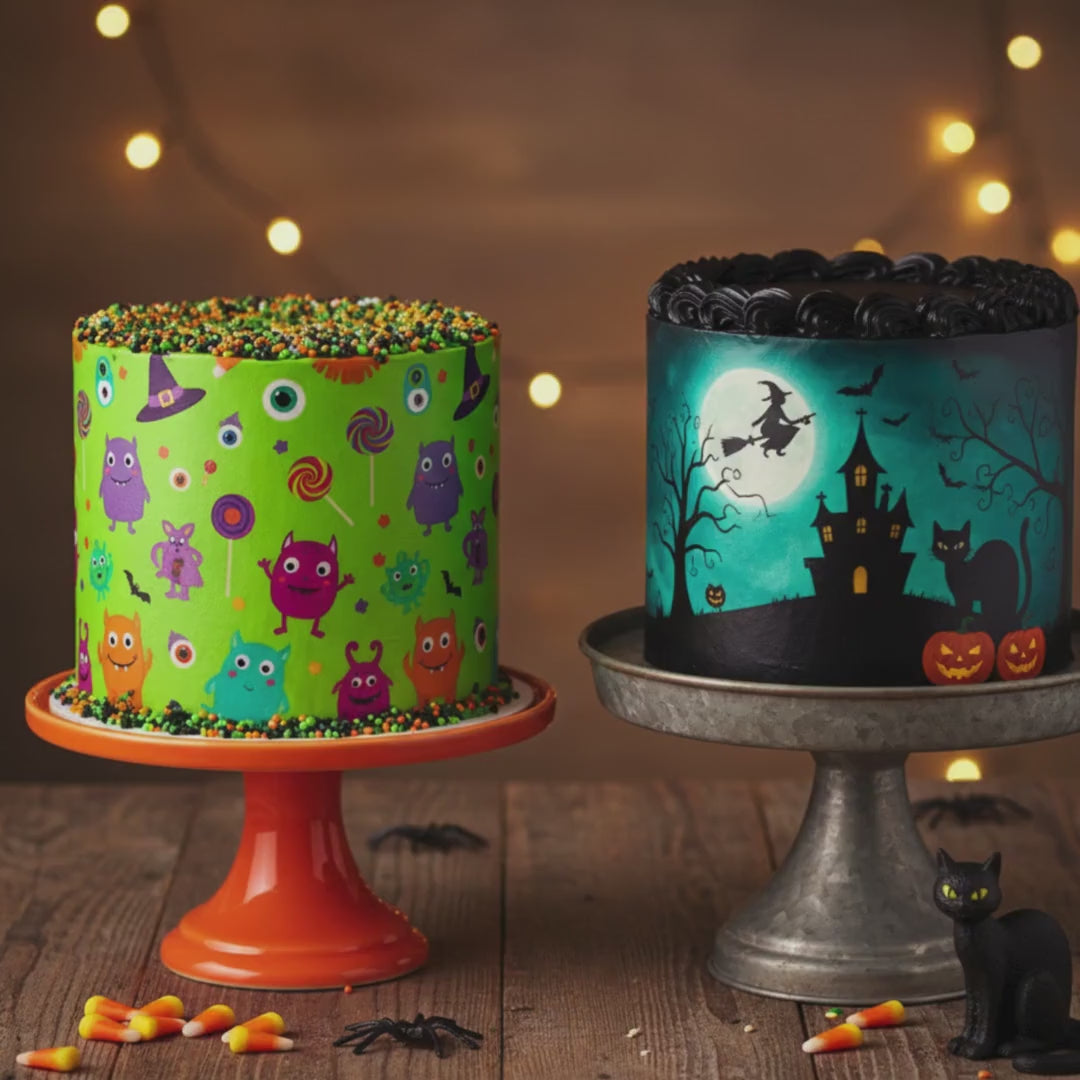 Halloween Cake Wrap, Blue Wafer Paper Print, 8.5 x 11 Inches