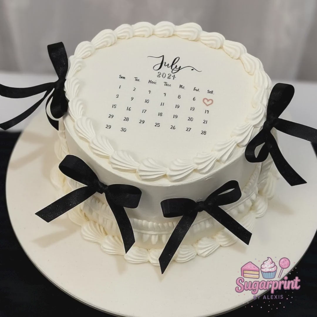 CUSTOM EDIBLE CALENDAR Cake Topper: Burn Away Wafer Paper, Birthday Anniversary Date Cake Decor
