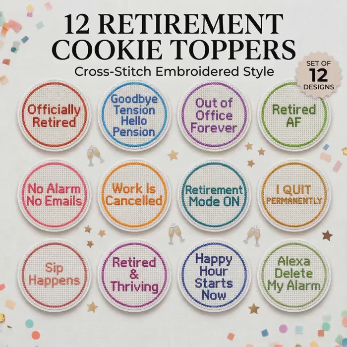 FUNNY RETIREMENT Cupcake Toppers: Edible Wafer Or Frosting Sheet, 2-Inch Set Of 12, OFFICE Party Decor