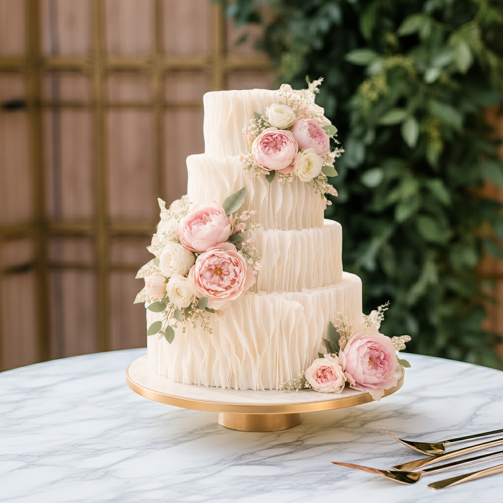 Edible Wafer Paper Ruffle Strips for Cake Decorating: Wedding Cake Texture, White Cake Decor Supplies