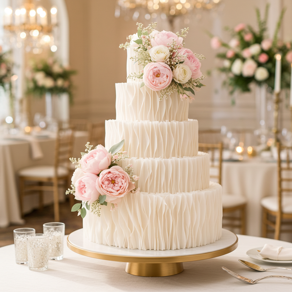 Edible Wafer Paper Ruffle Strips for Cake Decorating: Wedding Cake Texture, White Cake Decor Supplies