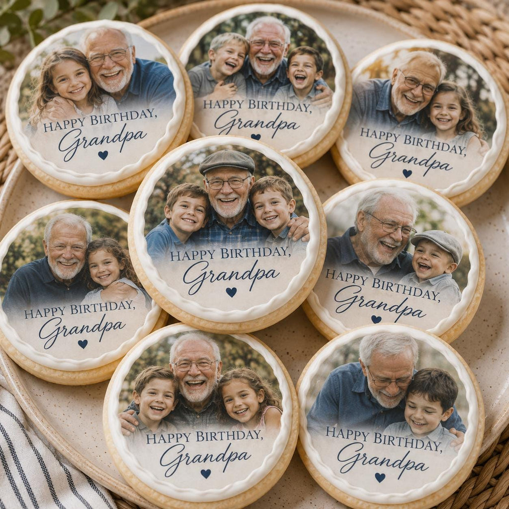 Happy Birthday Grandpa custom photo cookies by SugarPrints by Alexis