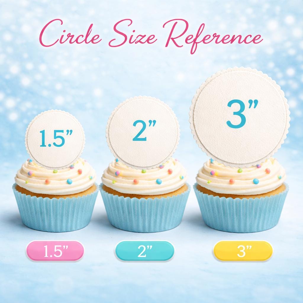 Custom cupcake topper with logo, text, and photo on edible wafer paper or frosting sheet by SugarPrints by Alexis.
