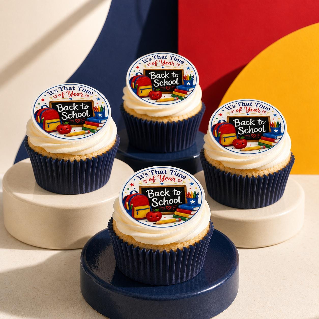 Set of 12 personalized edible school cupcake and cookie toppers on icing sheets by SugarPrints by Alexis.