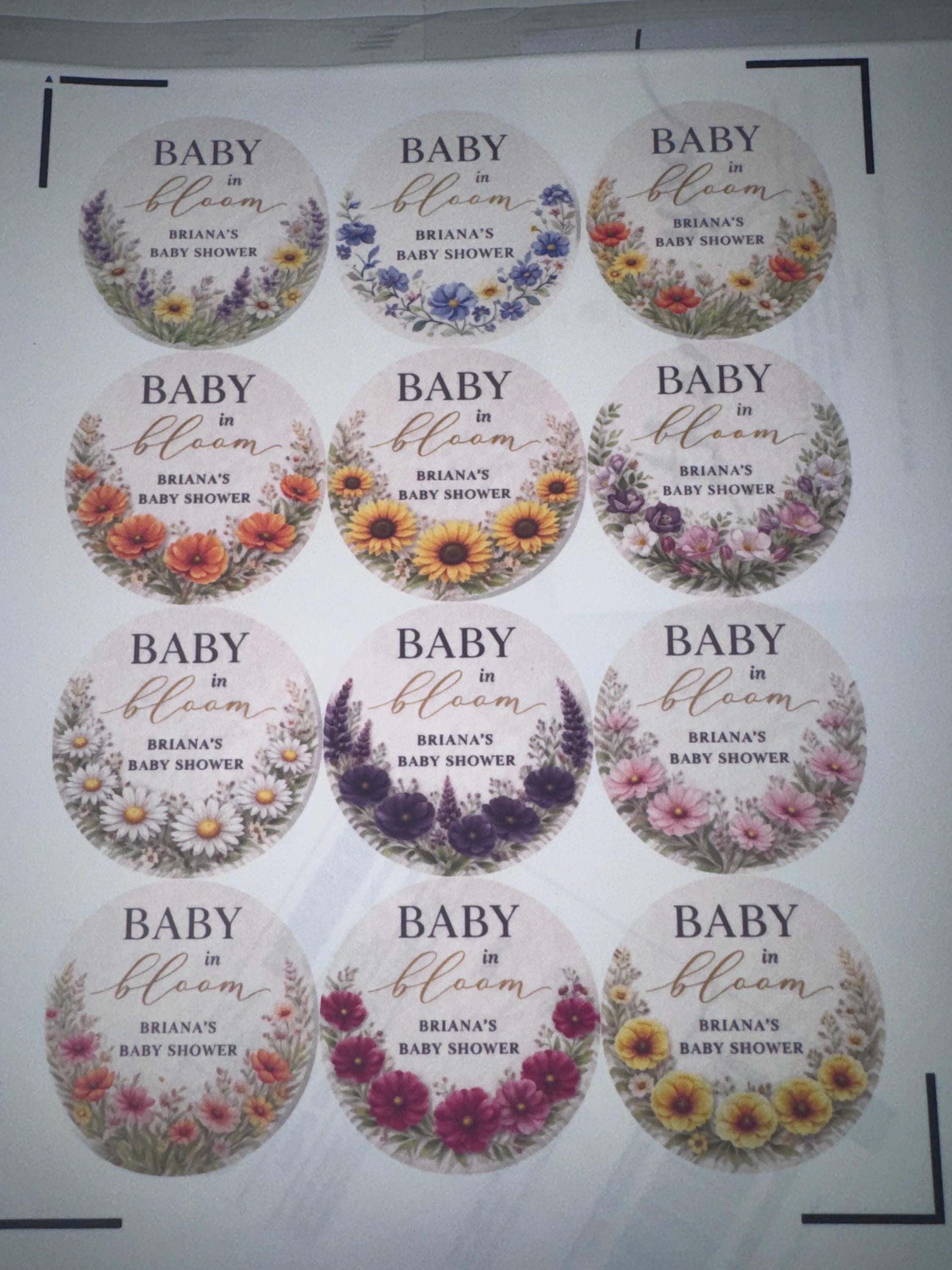 BABY IN BLOOM Edible Cupcake Toppers, Floral Baby Shower Decorations, Boho Wildflower Baby Shower, Pre Cut