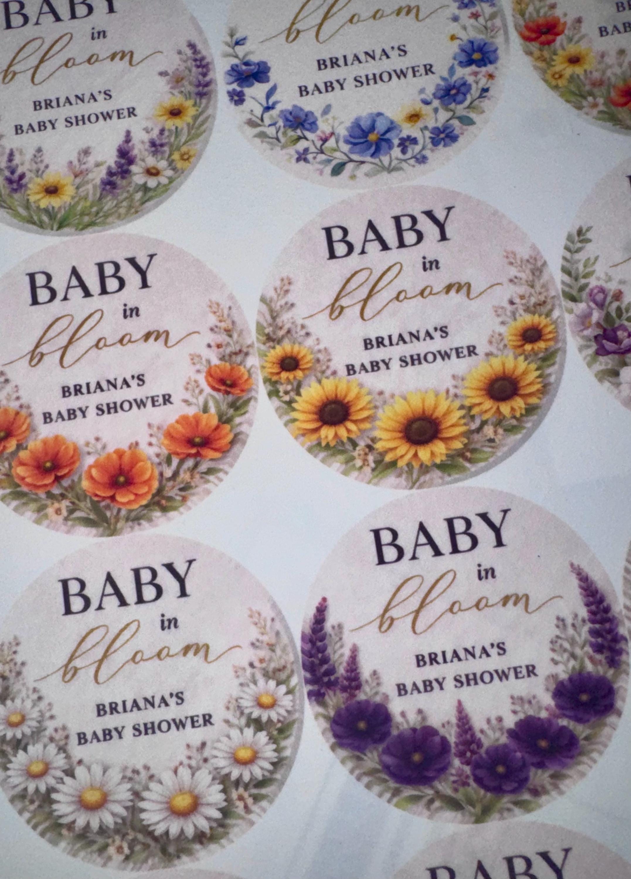 BABY IN BLOOM Edible Cupcake Toppers, Floral Baby Shower Decorations, Boho Wildflower Baby Shower, Pre Cut