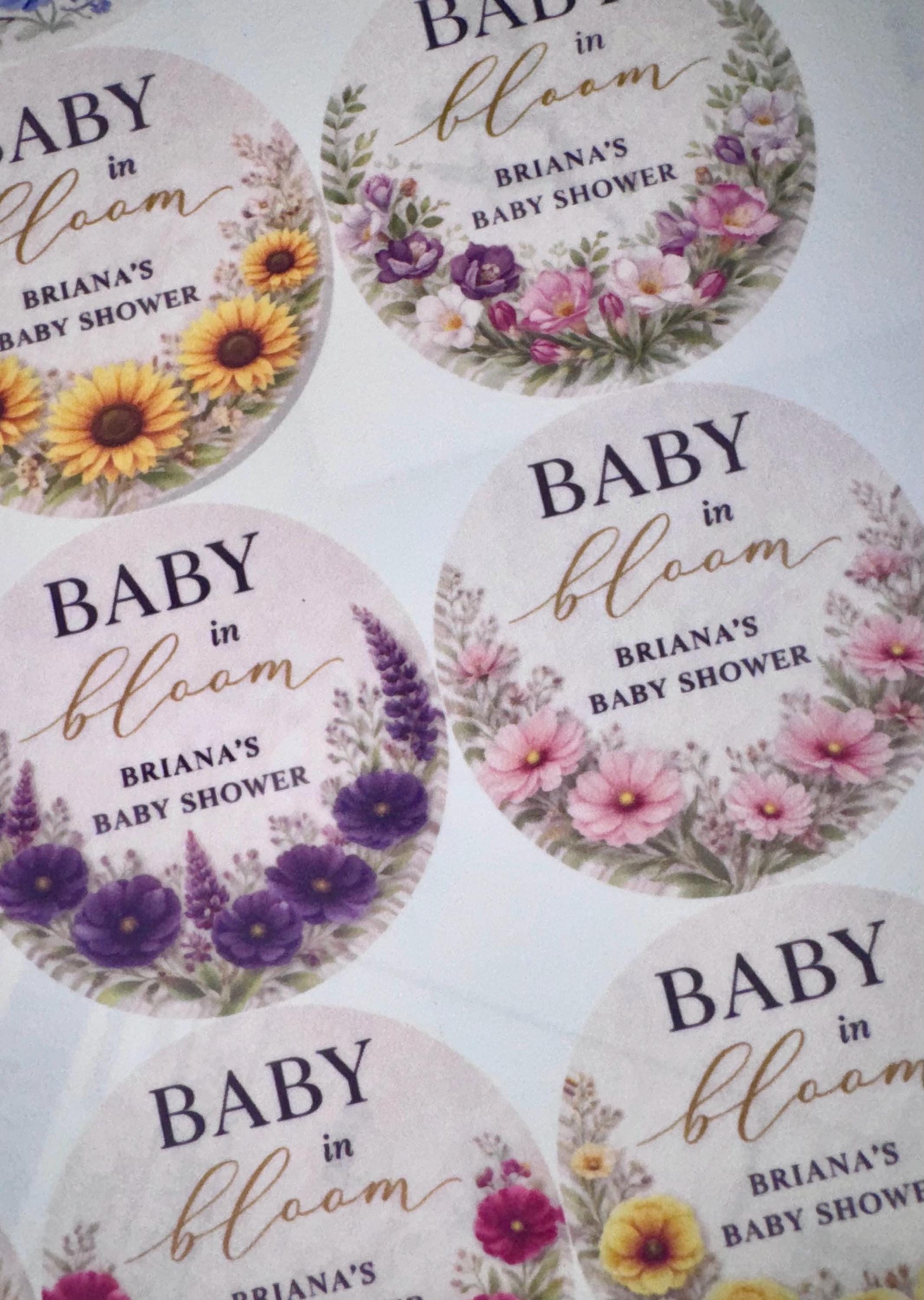 BABY IN BLOOM Edible Cupcake Toppers, Floral Baby Shower Decorations, Boho Wildflower Baby Shower, Pre Cut