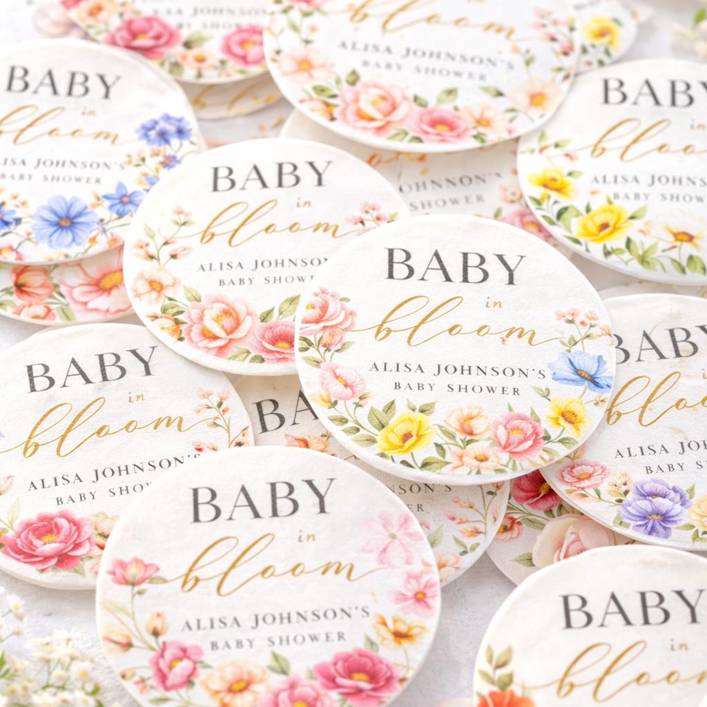 Baby in Bloom Baby Shower Cupcakes with Flowers in Vibrant Colors Up close shot of available colors in a set of 12