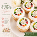 Set of 12 bridal shower cupcake toppers by SugarPrints, featuring "She's Off The Market" edible wafer paper decorations.