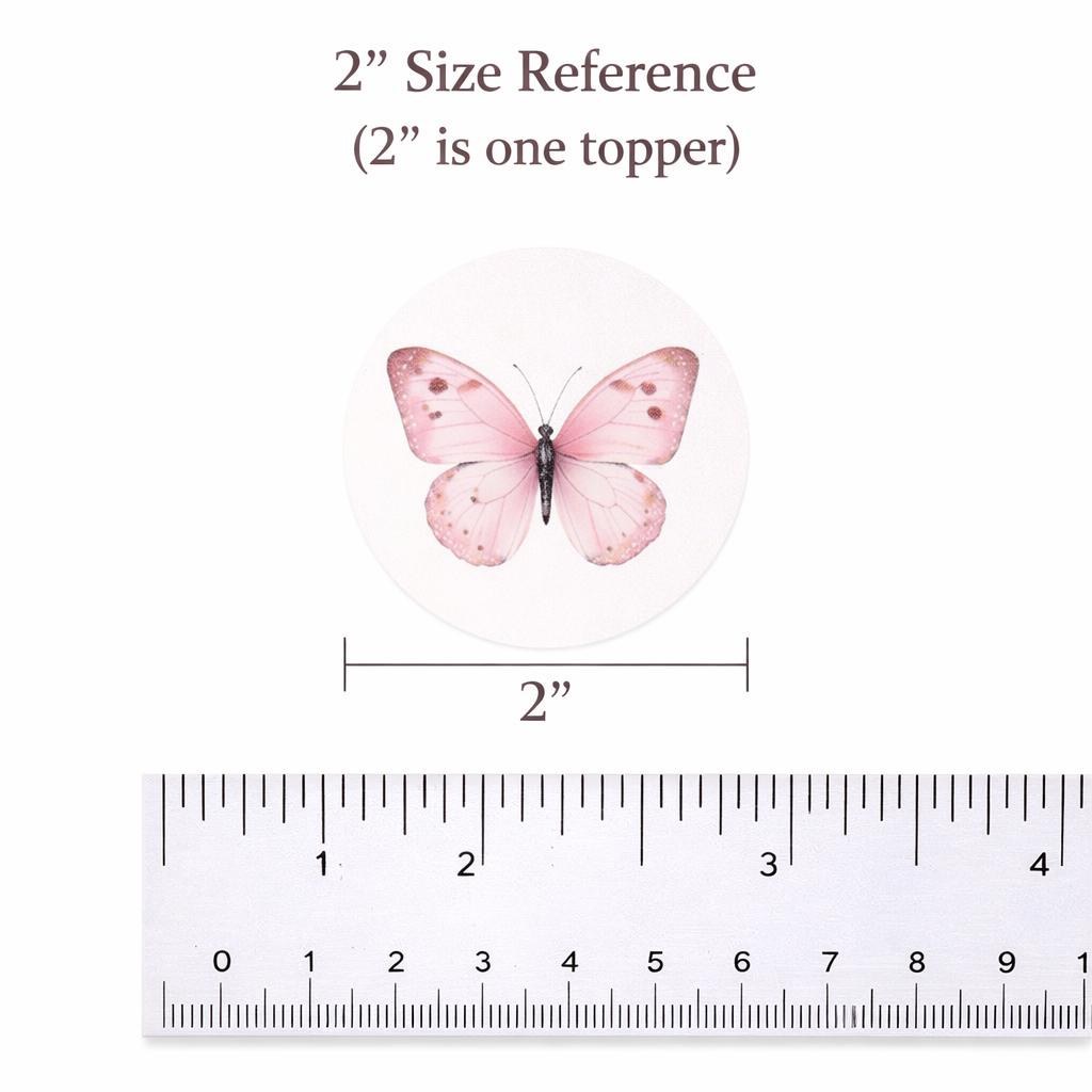 Set of 12 butterfly garden cupcake toppers by SugarPrints, edible wafer paper or frosting sheet for decorative desserts.
