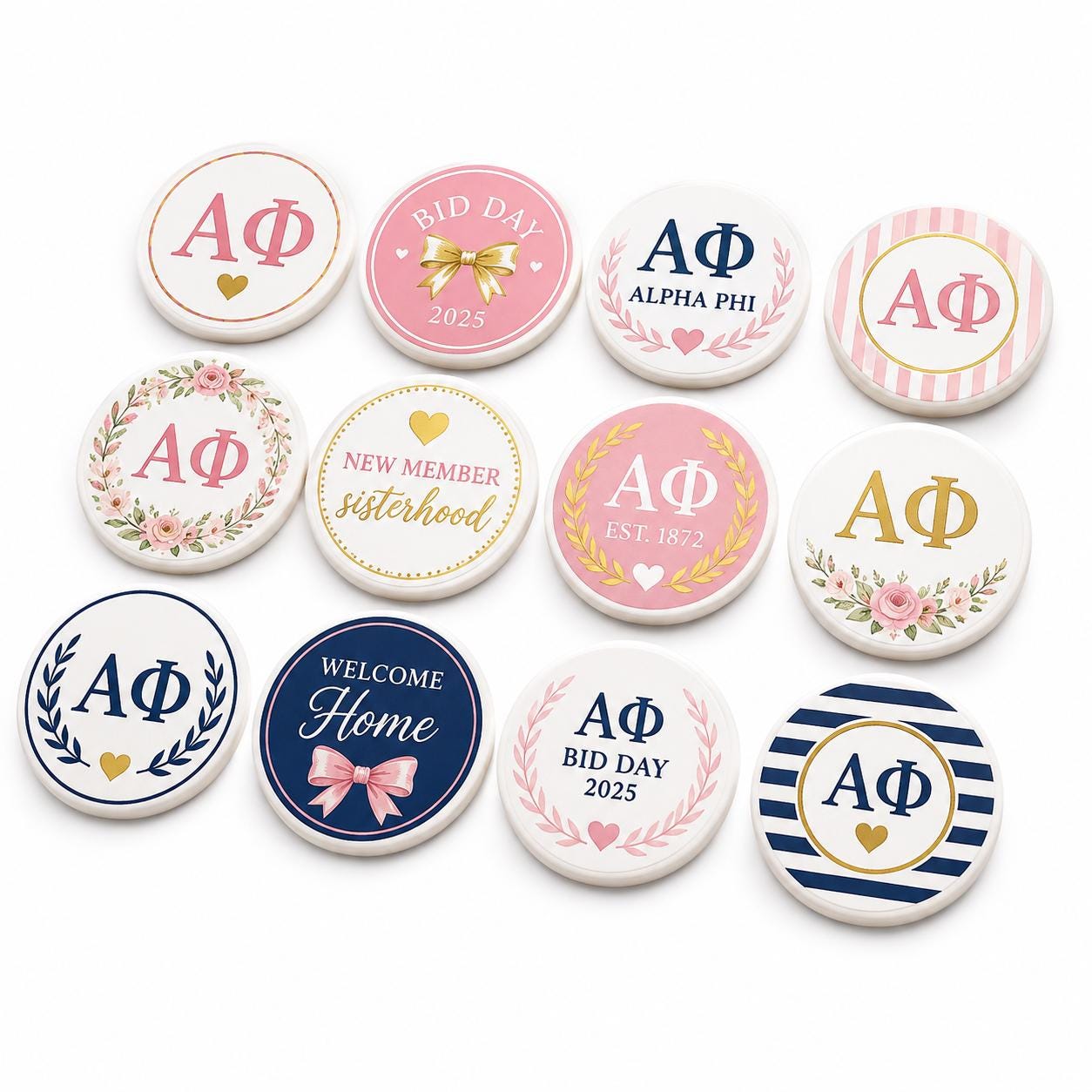 Custom sorority and fraternity cupcake topper by SugarPrints, featuring edible Greek letters for Bid Day celebrations.
