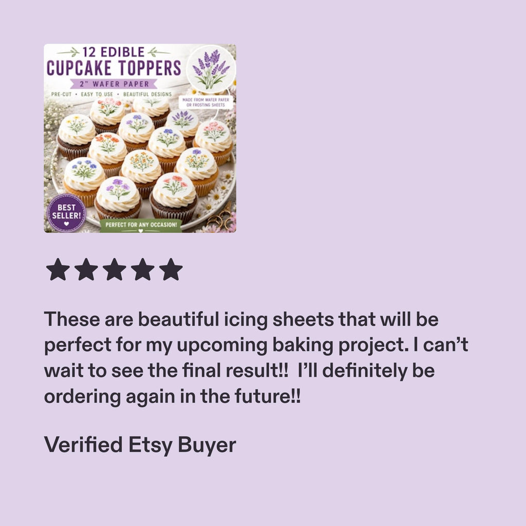Edible Happy Fall cupcake toppers with autumn pumpkin designs on wafer paper for Thanksgiving desserts by SugarPrints.