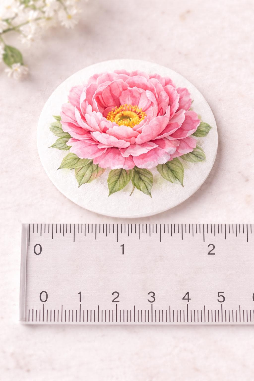 Set of 12 peony floral cupcake toppers from SugarPrints by Alexis on edible wafer paper or icing sheets, perfect for decorating cupcakes.