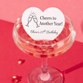 Set of 24 custom heart-shaped edible drink toppers on wafer paper by SugarPrints for weddings and Valentine's Day celebrations.