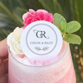 Custom wedding drink topper by SugarPrints featuring edible wafer paper circles with monogram name for cocktail decorations.